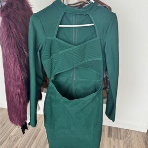 Fashion Nova Deep Green Backless Dress